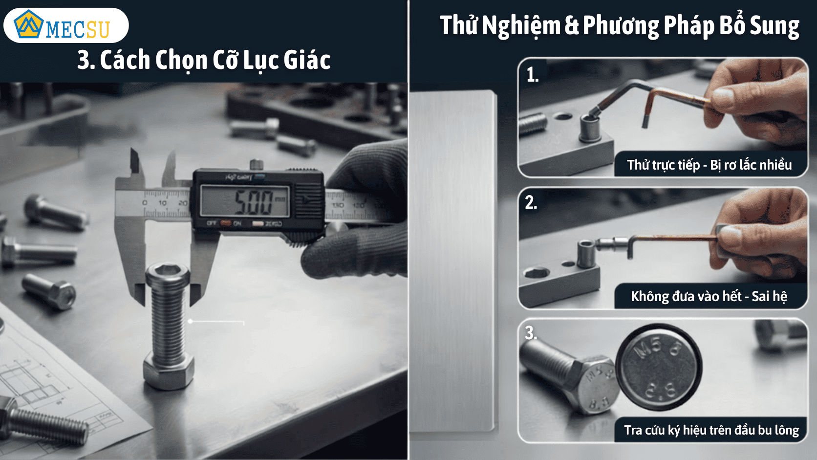 Thao tác đo khoảng cách hai mặt phẳng đối diện bằng thước kẹp điện tử